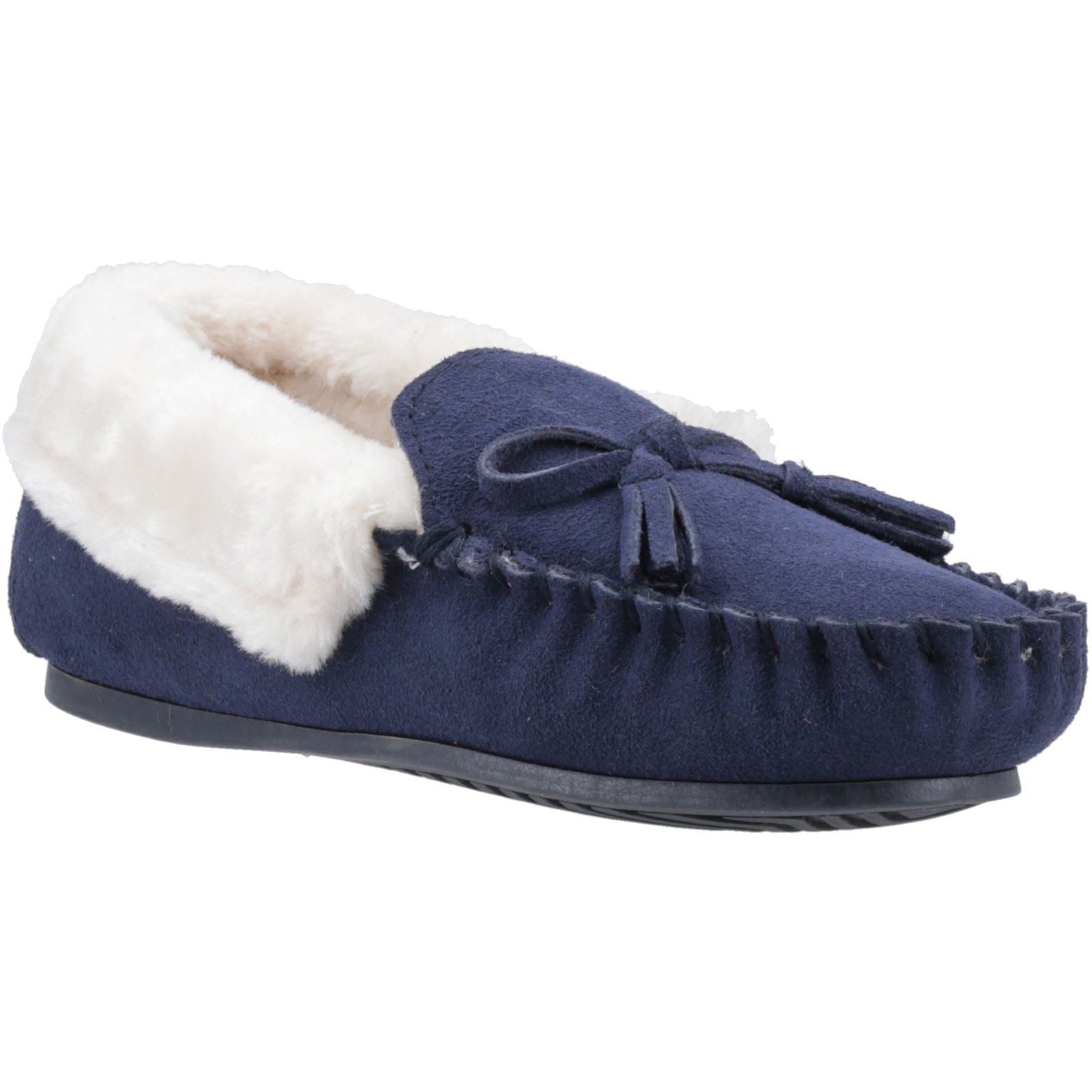 Hush Puppies Agnes Damen Hausschuhe aus Wildleder in Marineblau