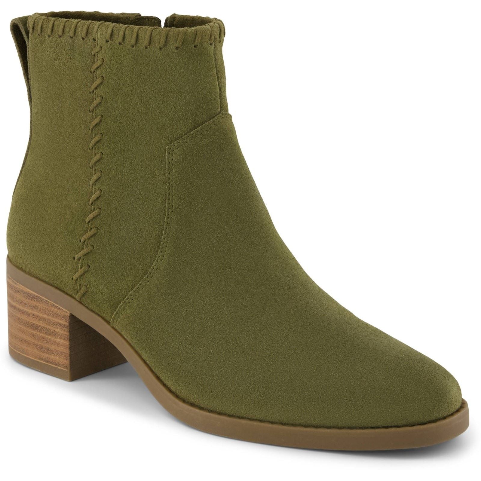 TOMS Delilah Heeled Wildleder Damen Khaki Stiefeletten Mit Absatz