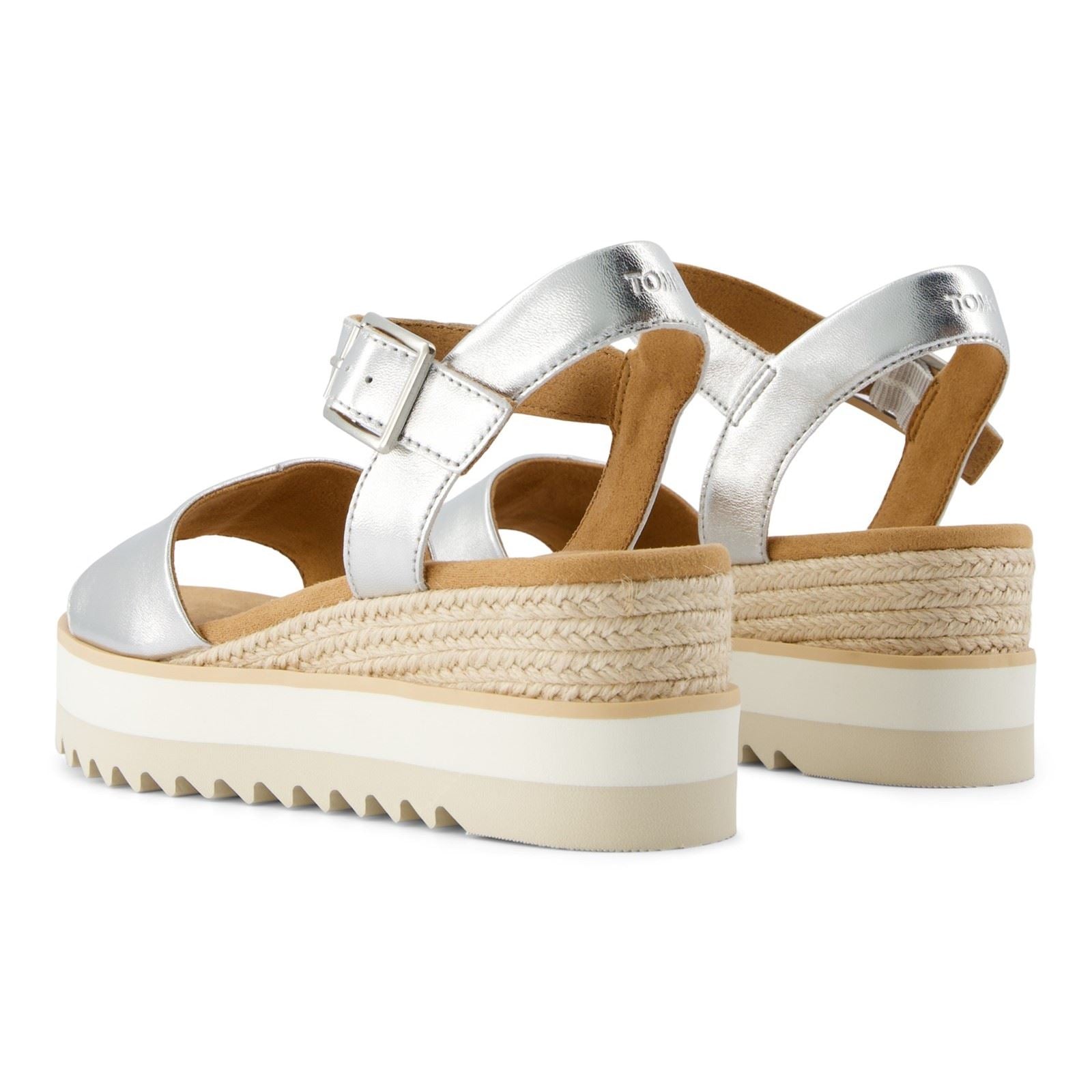 TOMS Diana Damen Plateauschuhe Aus Silbernem Leder