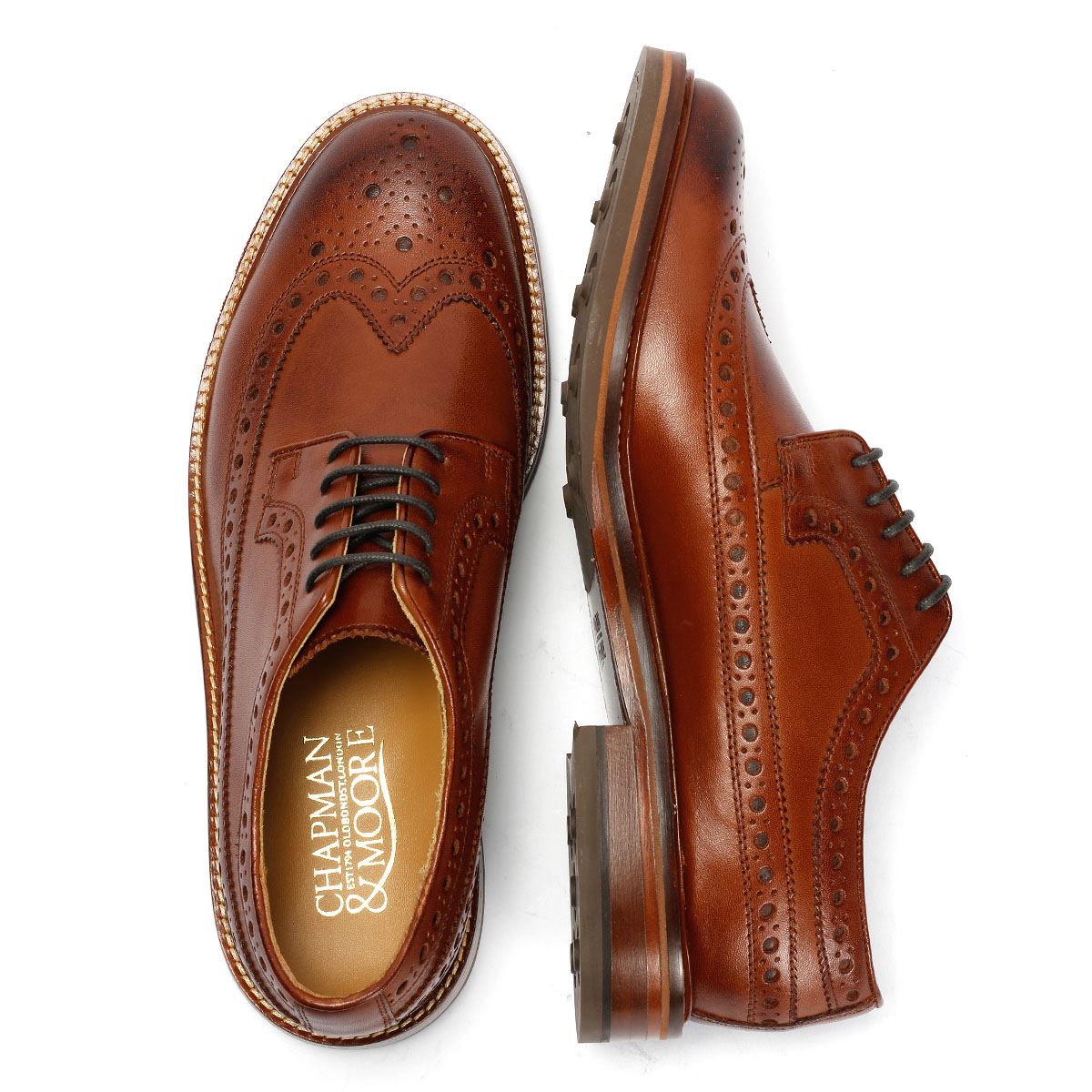 Chapman & Moore Longwing Brogue Country Herren Leder Braune Schnürschuhe