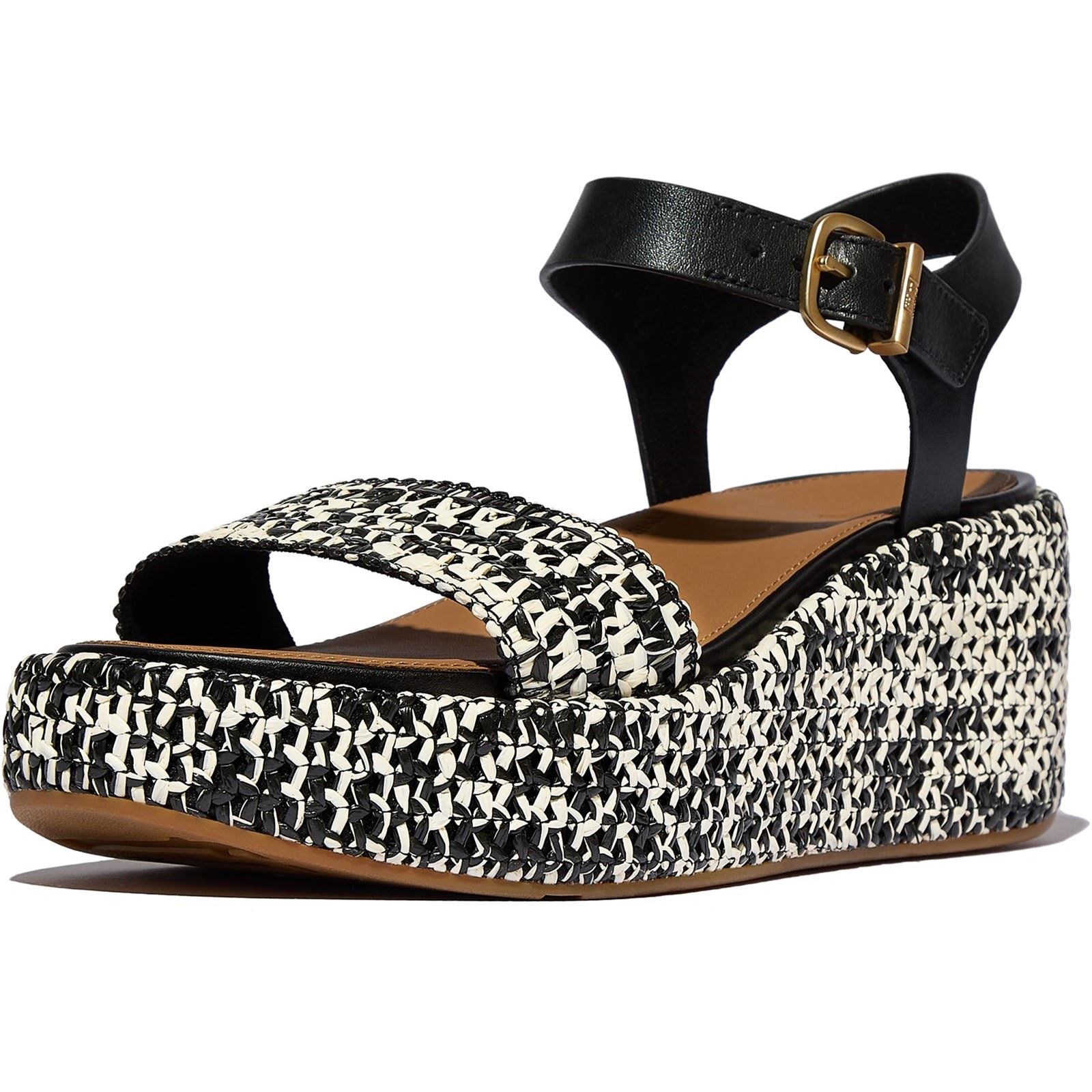 Fitflop Platfforms Wedge Faux Wildleder Damen Schwarz/Elfenbein Sandalen