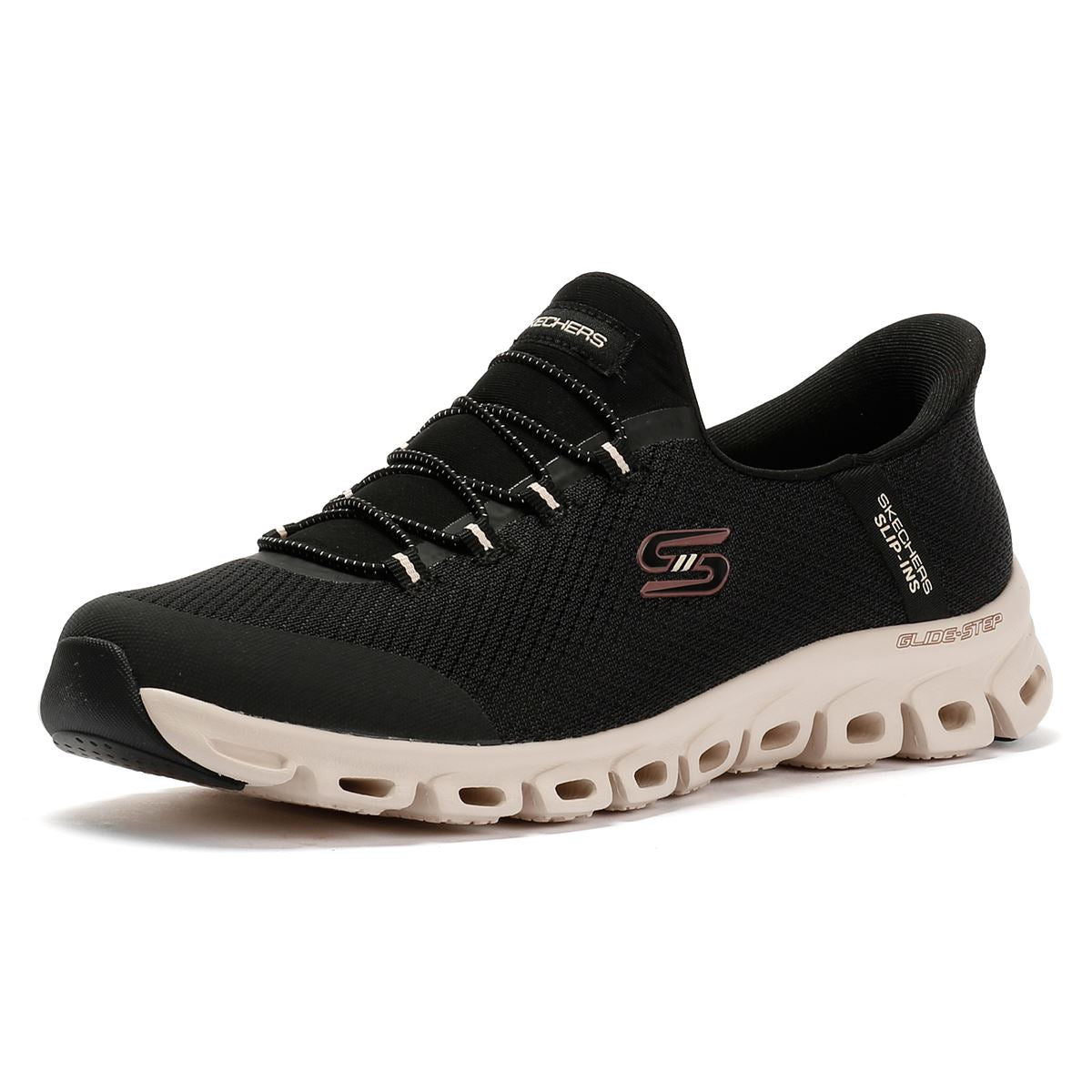 Skechers Slip-Ins Glide Step Vibey Mesh Damen Schwarze Turnschuhe