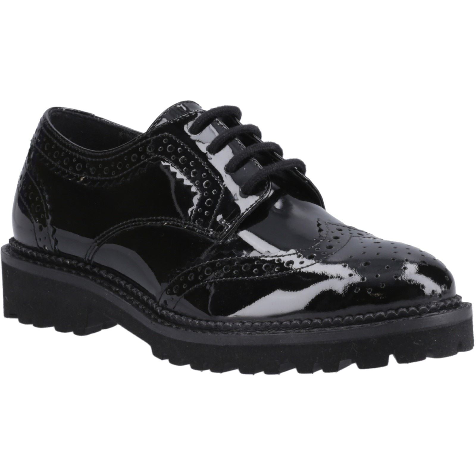 Hush Puppies Gabi Lace Up Mädchen Brogues Aus Schwarzem Leder