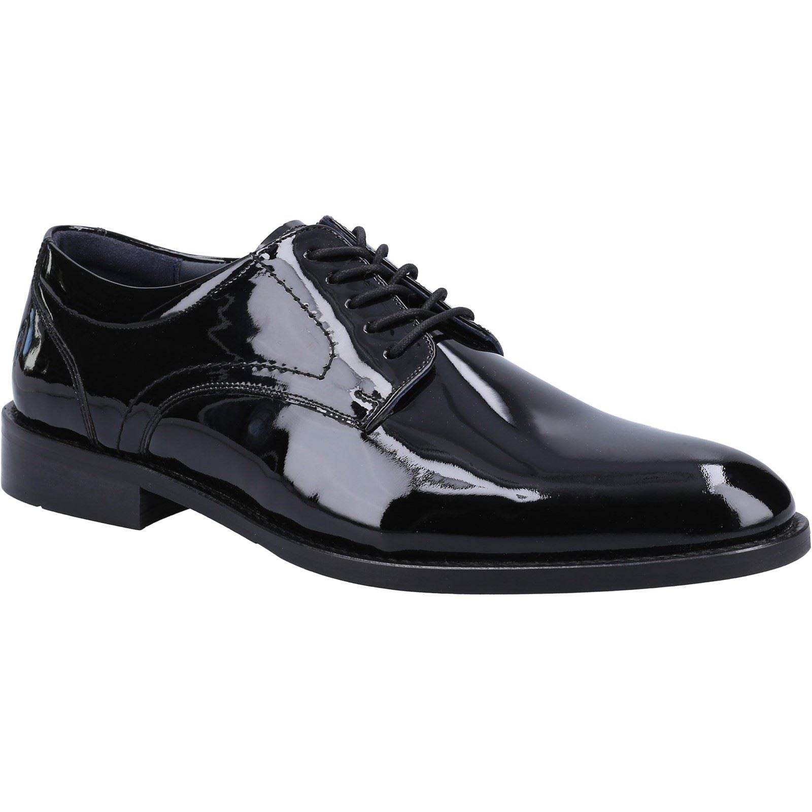 Hush Puppies Damien Lace Up Patent Herrenschuhe Aus Schwarzem Lackleder, Zum Schnüren
