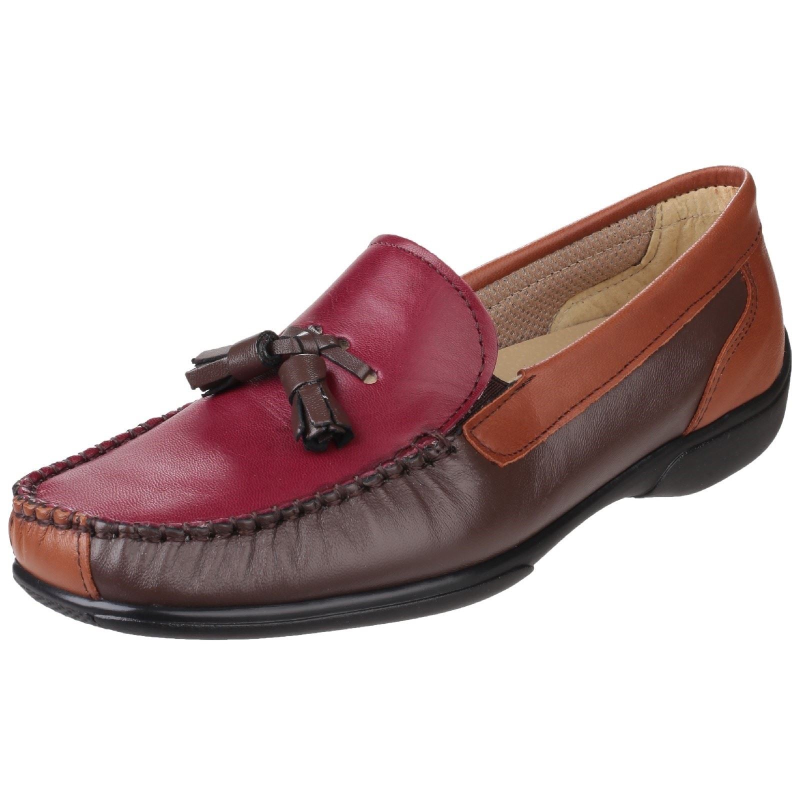 Cotswold Biddlestone Damen Loafer Aus Leder In Kastanienbraun/Tan/Weinrot