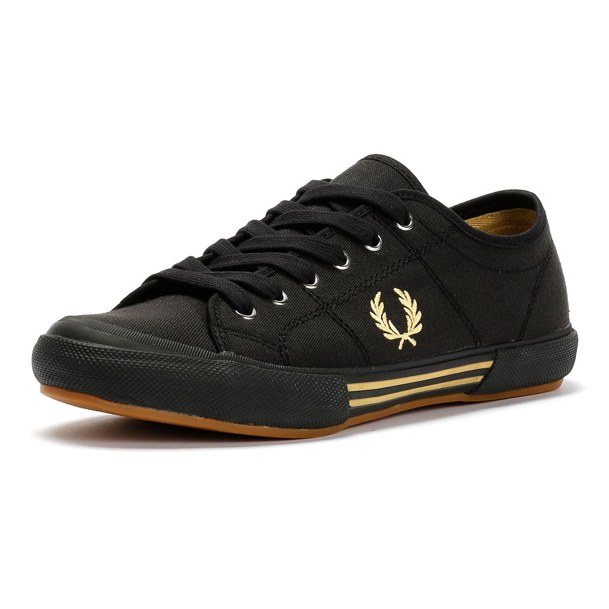 Fred Perry B708 Vintage Tennis Canvas Herren Schwarze Sneaker