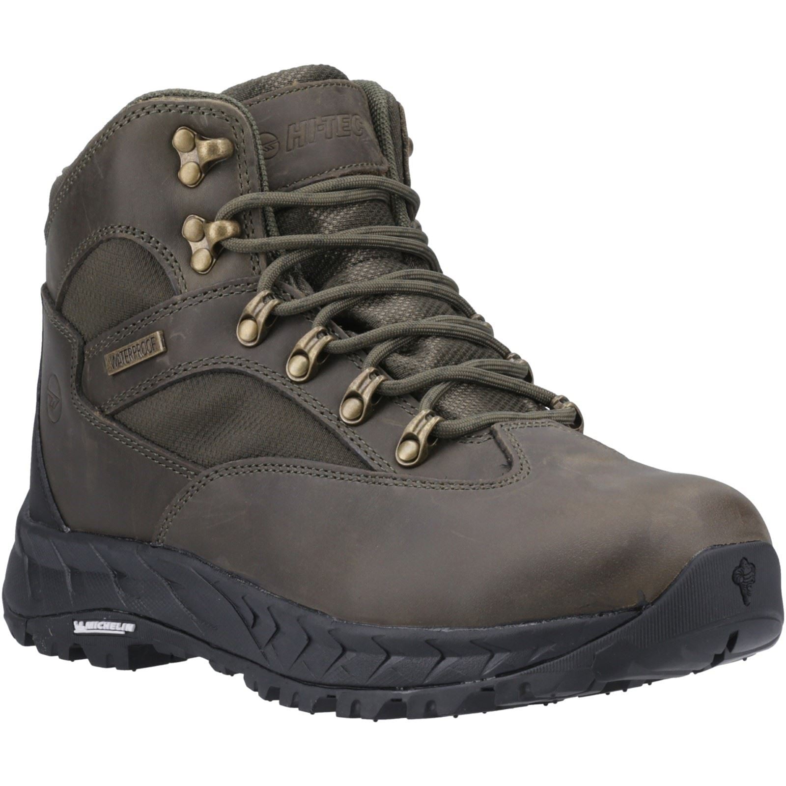Hi-Tec Euro Trail Leder Herren Wanderschuhe In Khaki