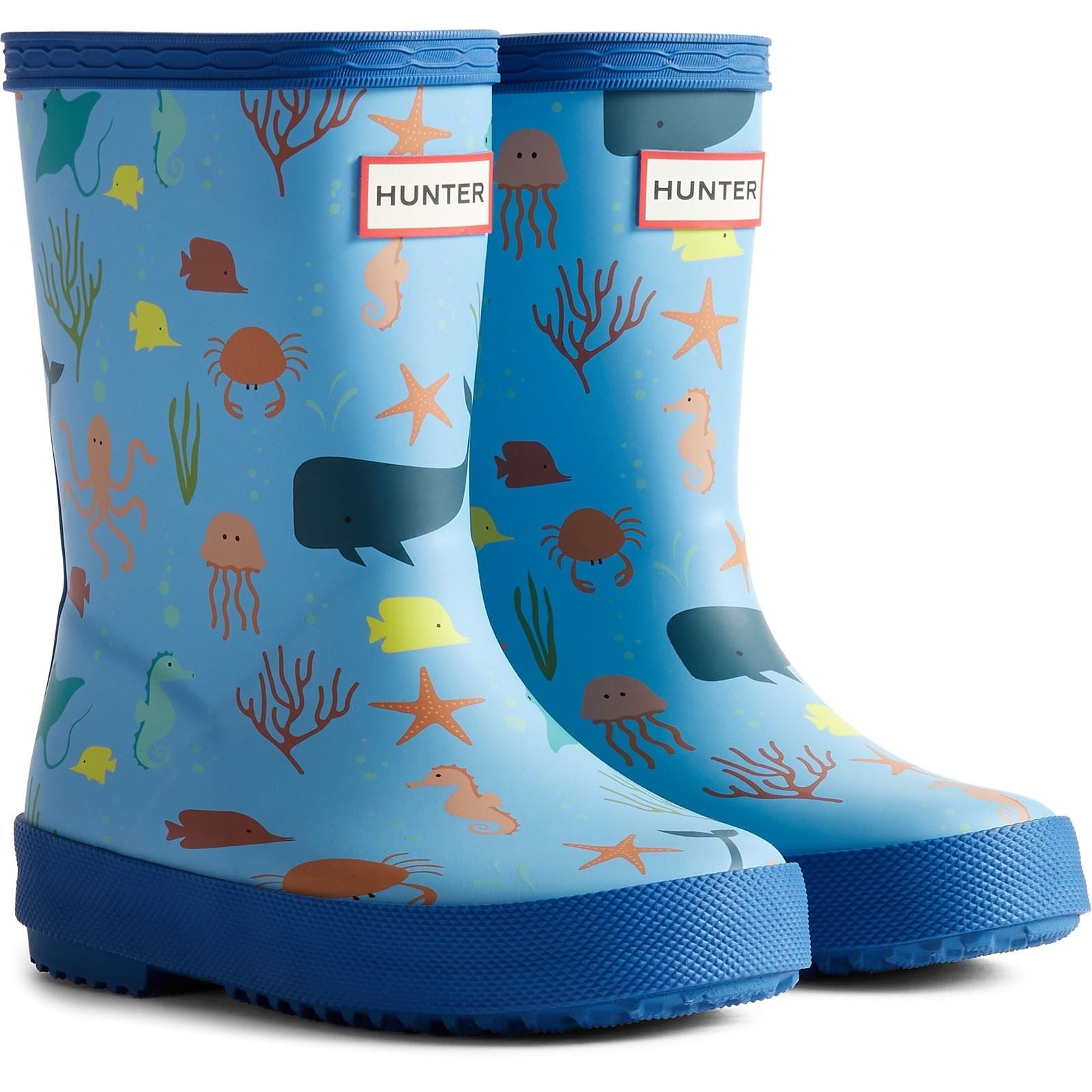 Hunter Kids First Classic Ocean Print Boot Gummi Unisex Kinder Amplifying Blau/Libelle Blau Gummistiefel
