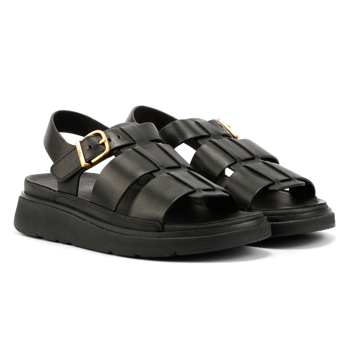 FitFlop GEN-FF Fisherman Damen Sandalen Aus Schwarzem Leder