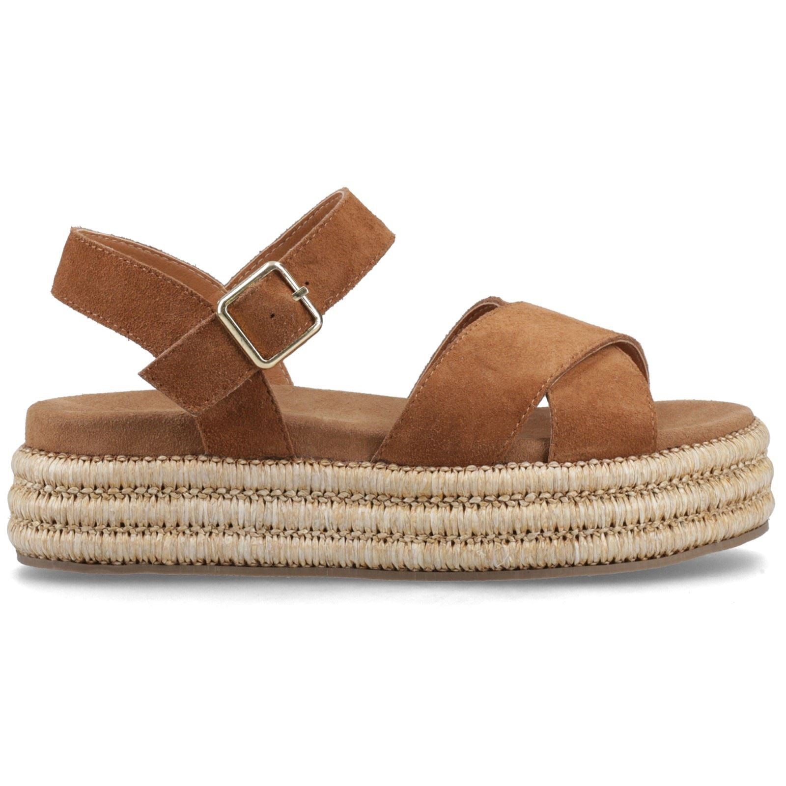 Hush Puppies Rosa Rafia Sandal Leder Damen Tan Sandalen