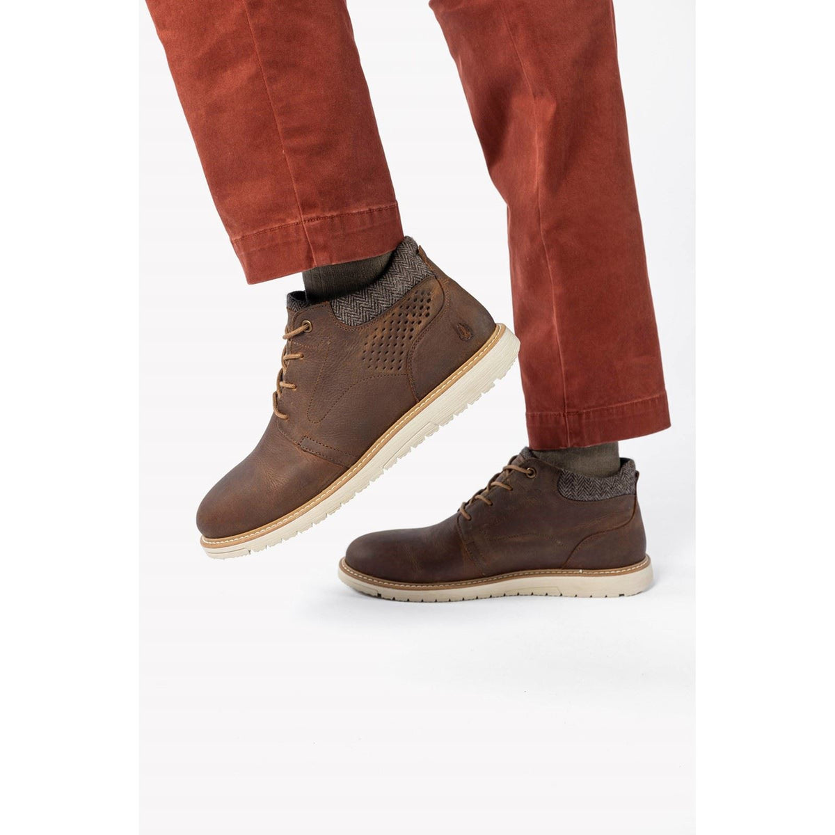 Hush Puppies Jenson Herren Leder Stiefeletten in Braun