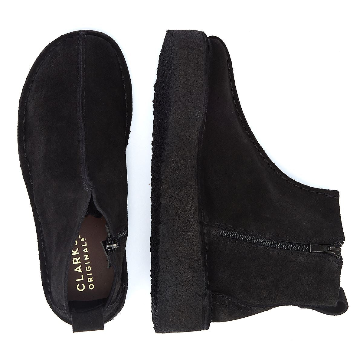 Clarks Originals Trek Keil Wildleder Damenstiefel In Schwarz