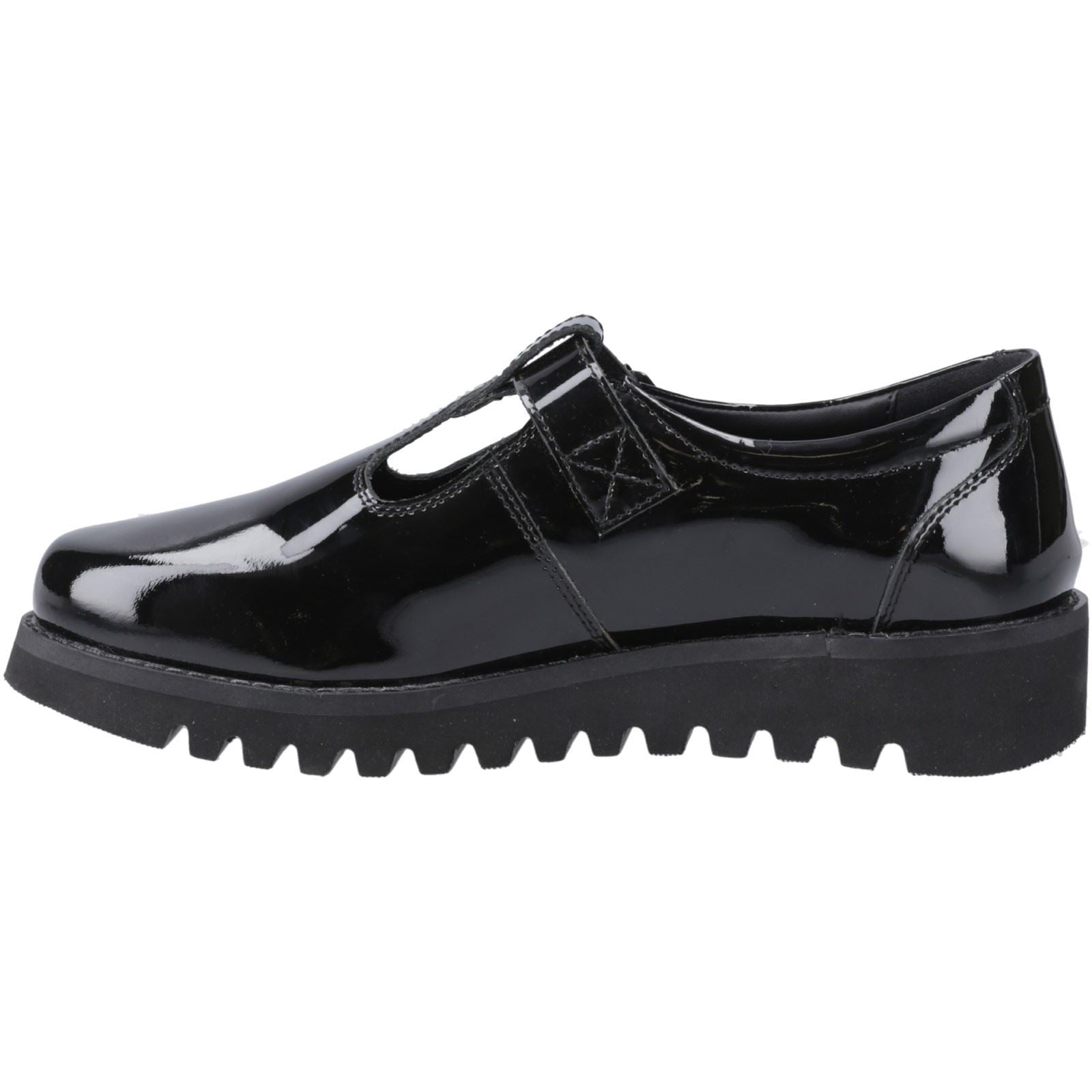 Hush Puppies Florrie T-Bar Mädchenschuhe Aus Schwarzem Leder