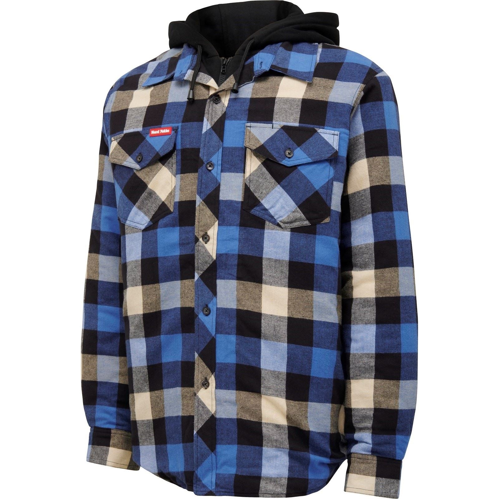 Hard Yakka Quilted Flannel Shacket Herren Blaues Hemd Jacket