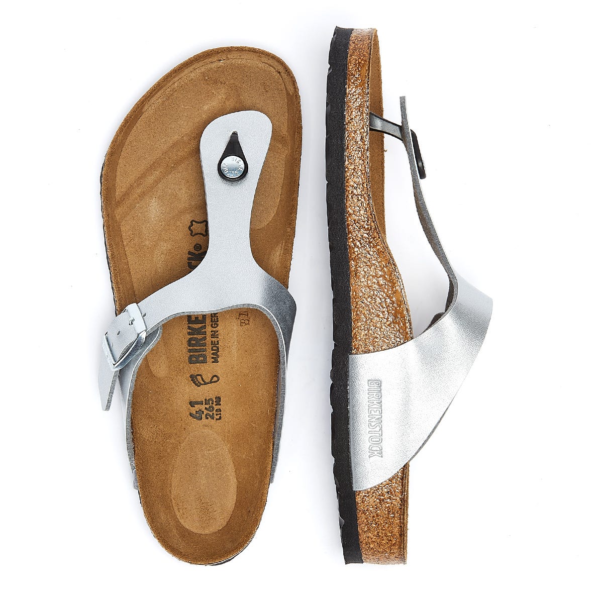 Birkenstock Gizeh Birko Flor Damen Silber Sandalen
