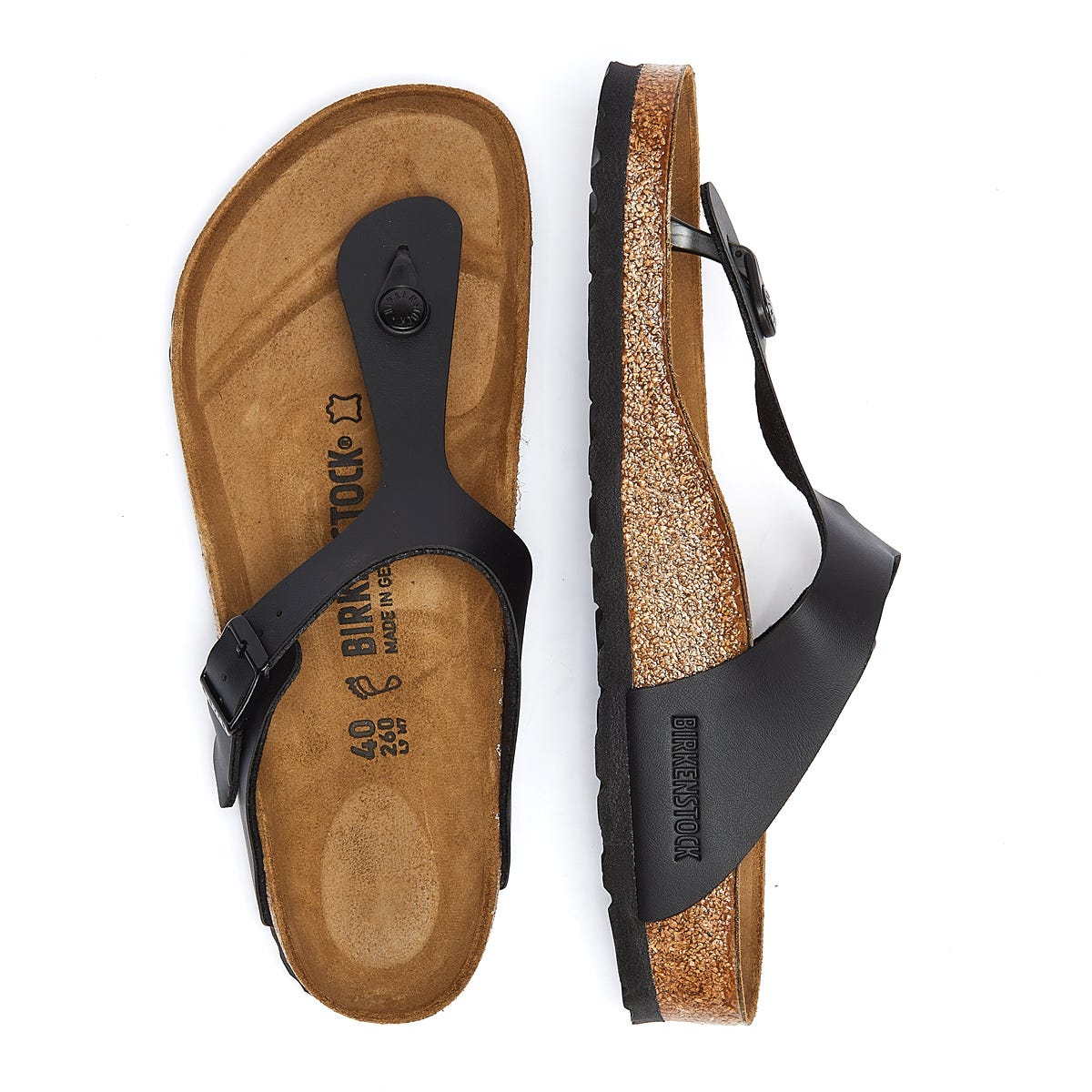 Birkenstock Gizeh Birko-Flor Damen Schwarz Sandalen