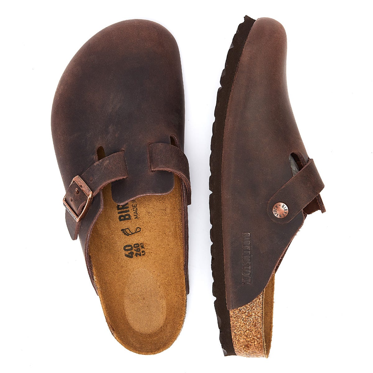 Birkenstock Boston Geöltes Nubukleder Habana Hausschuhe