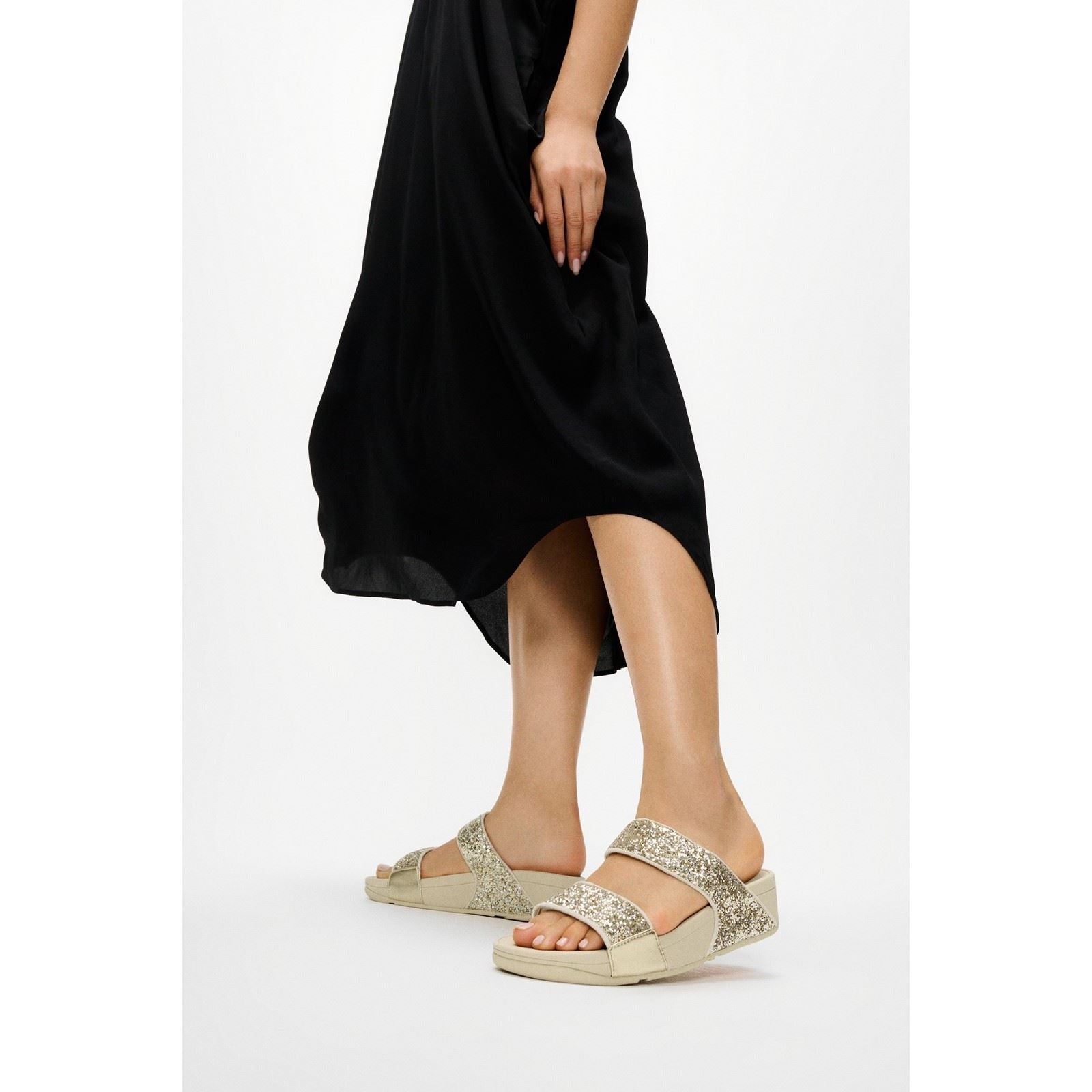 Fitflop Lulu 2 Bar Glitter Polyurethan Damen Platino/Silber Sandalen