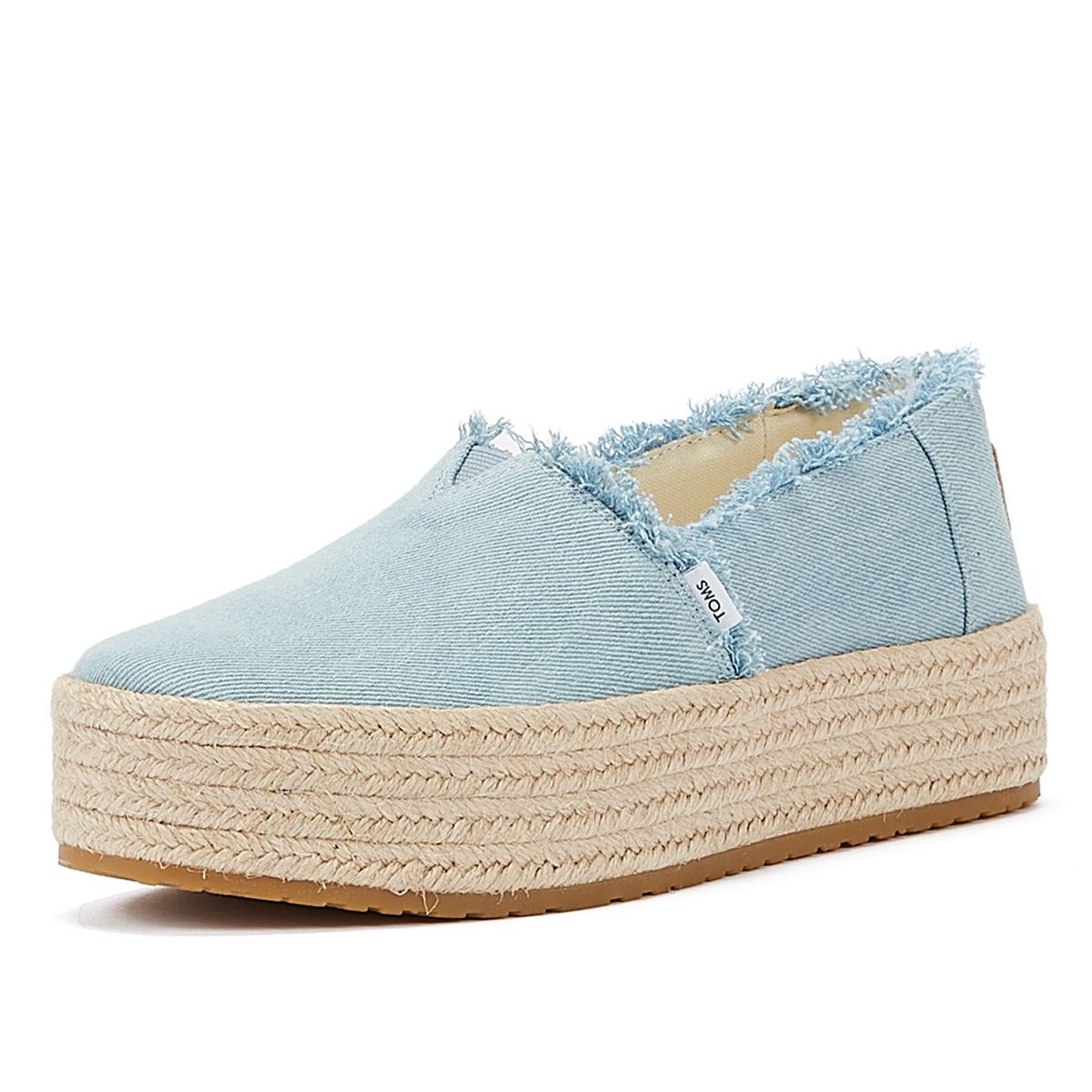TOMS Washed Denim Valencia Pastellblaue Espadrilles Damen Blaue Sandale