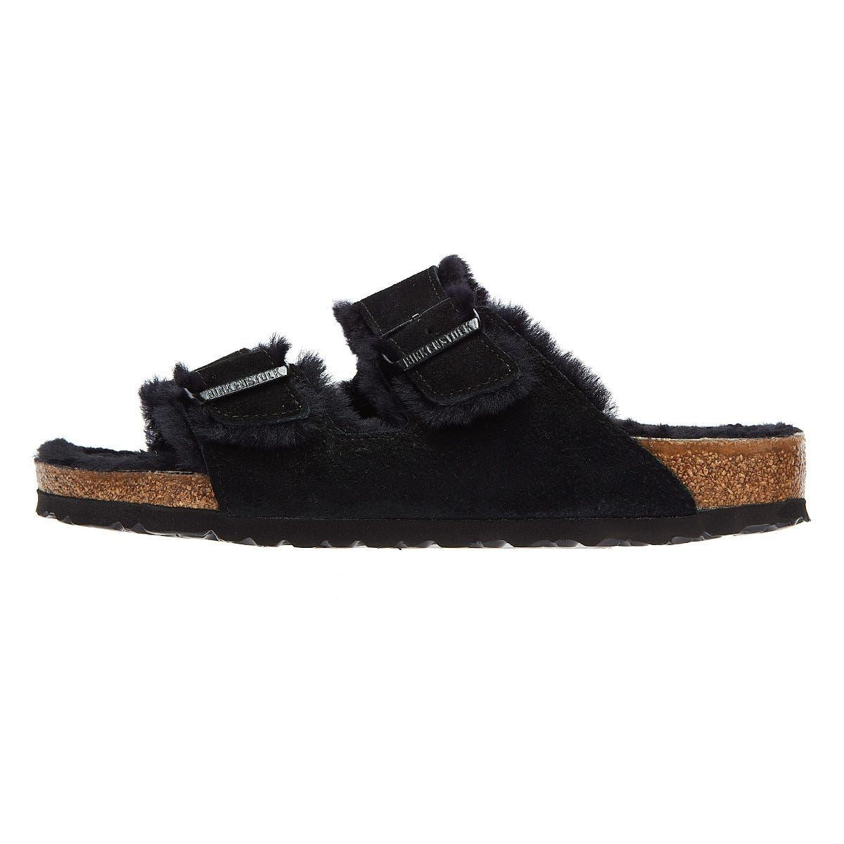 Birkenstock Arizona Pelz Schwarz Sandalen