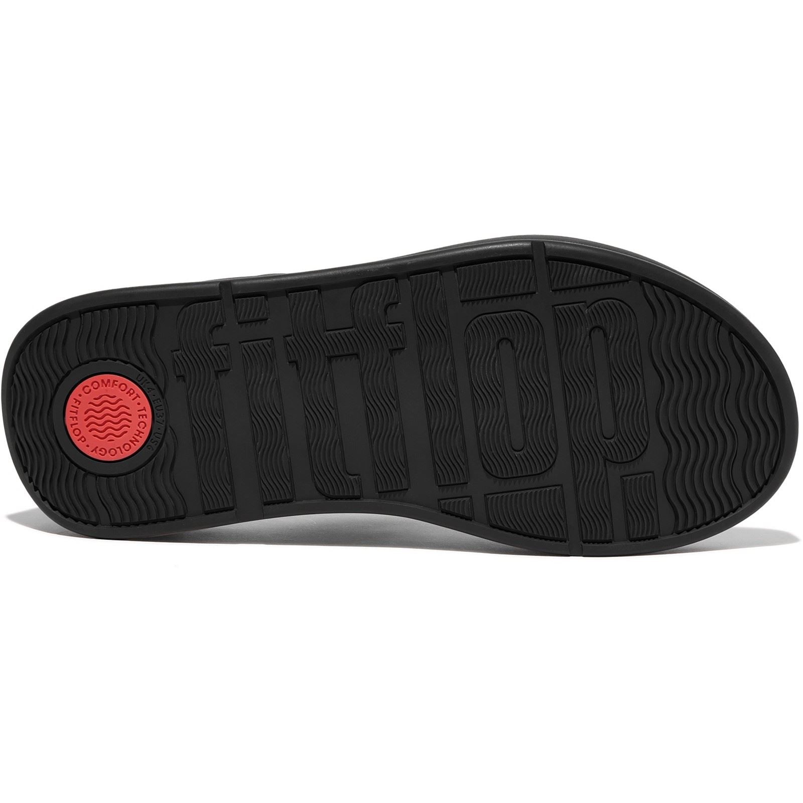 Fitflop F-Mode Toe Post Leder Damen All Black Sandalen