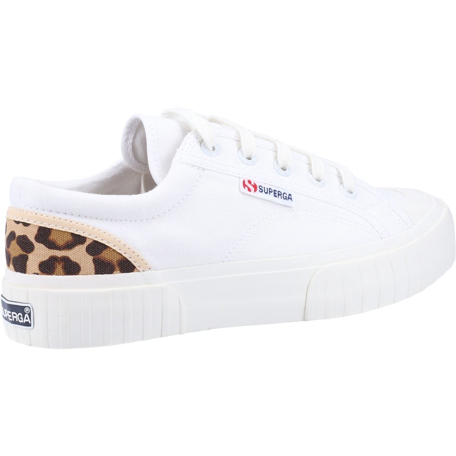 Superga 2630 Stripe Pad Leopard 100% Baumwolle Damen Weiße/Leopard Sneakers