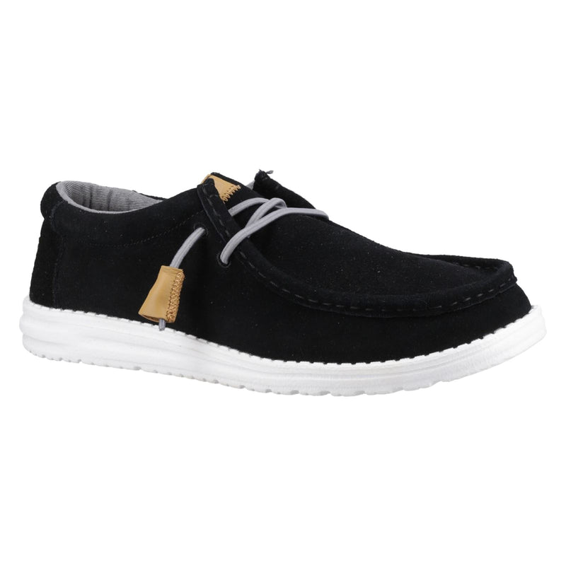 HEYDUDE Wally Craft Leder Herren Schwarze Bootsschuhe