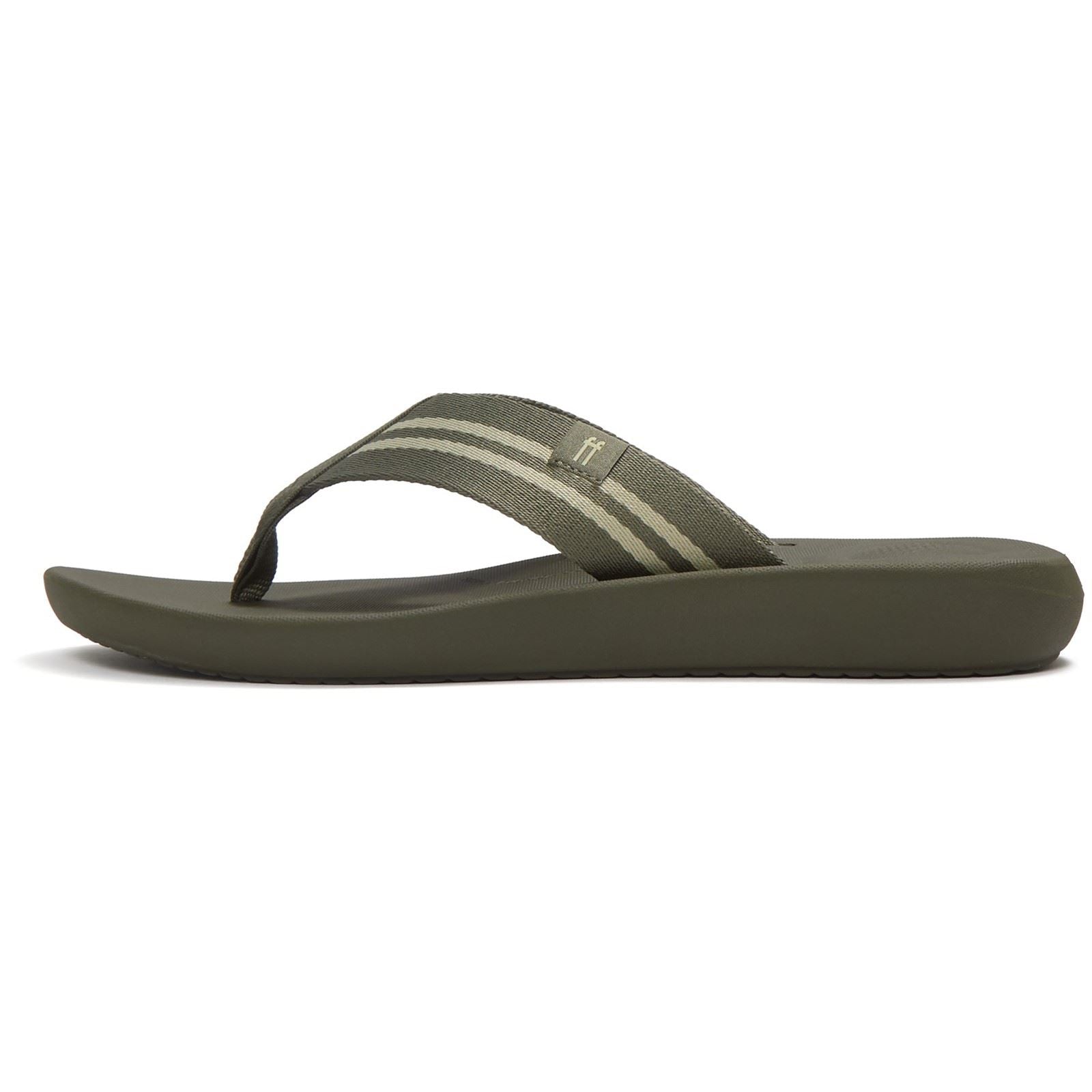 Fitflop iQushion Polyester Herren Flip-Flops In Tiefem Oliv/Salbeigrün