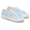 Superga 2750 Stripes Print Baumwoll Damensneaker In Off White/Azure