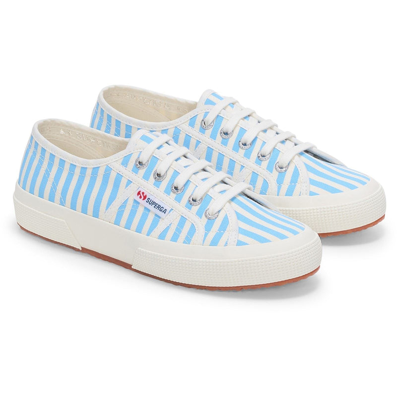 Superga 2750 Stripes Print Baumwoll Damensneaker In Off White/Azure
