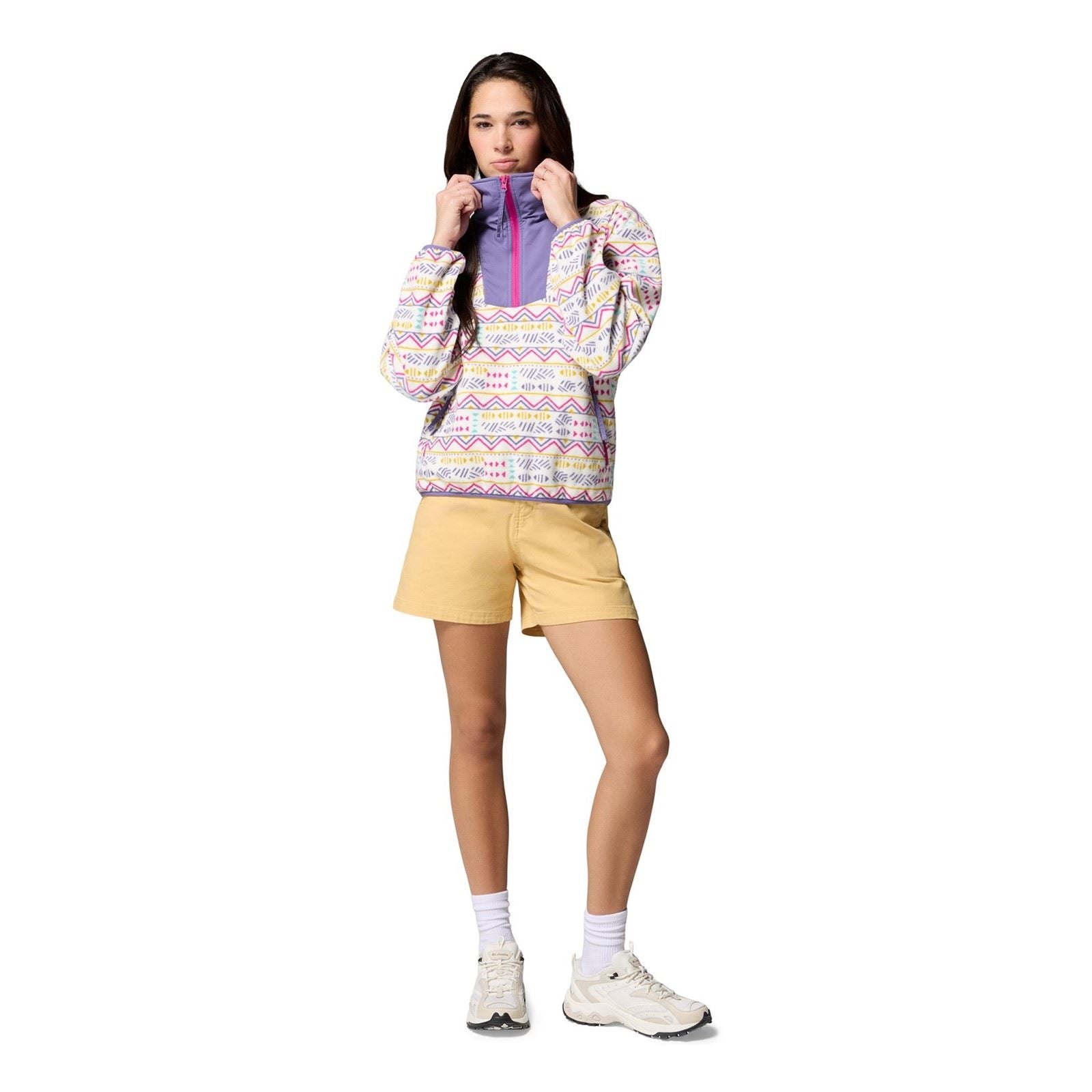 Columbia Sequoia Grove Printed Half Zip Polyester Damen Weißer Fleece-Pullover