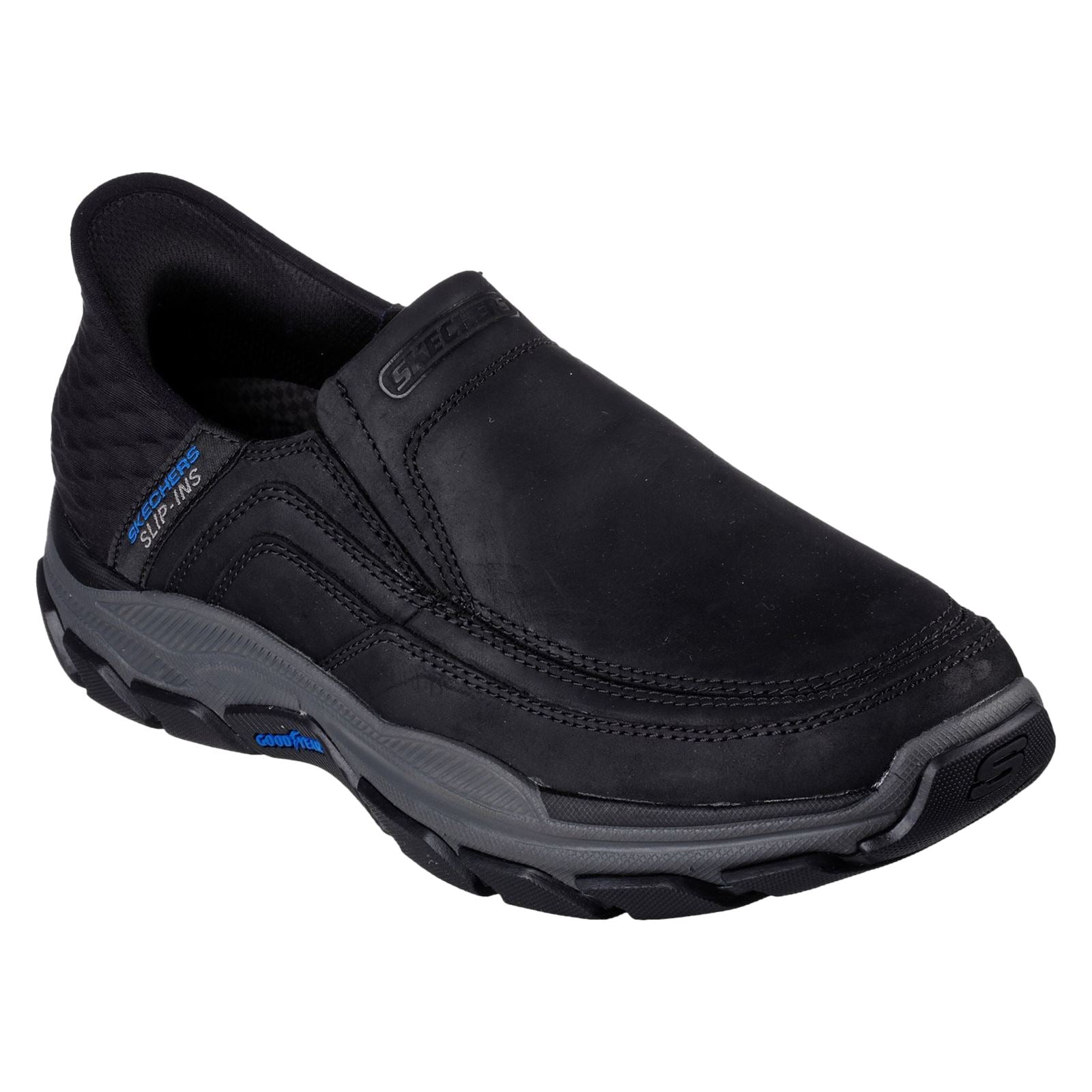 Skechers Respected Elgin Leder Herrenschuhe, Schwarze Farbe Mokassins