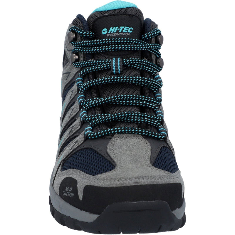 Hi-Tec Corzo Mid Pu Wildleder Damen Wanderschuhe In Graphitgrau/Dunkelrot