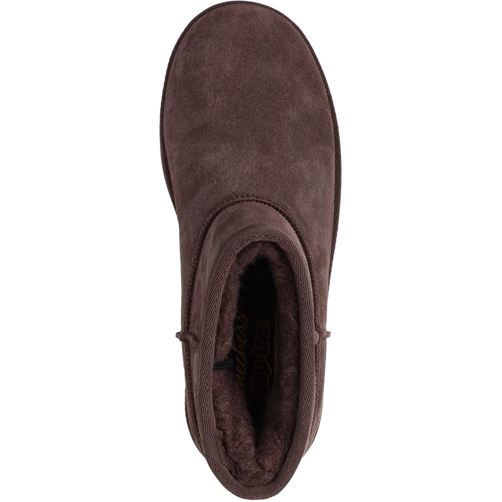 Skechers Keep Cozy Leder Frauen Schokoladen Winter Stiefeletten