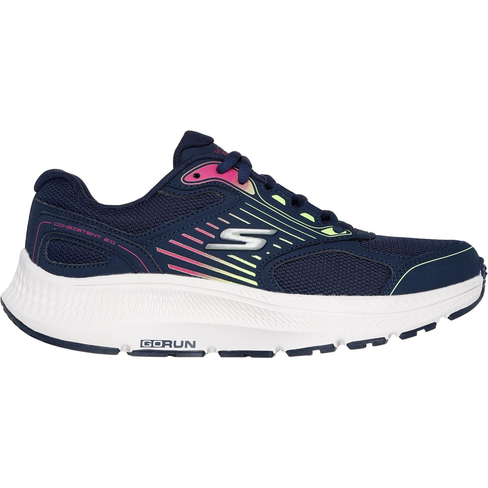 Skechers GO RUN Consistent 2.0 Advantage Leder Damen Sneakers In Marineblau/Mehrfarbig