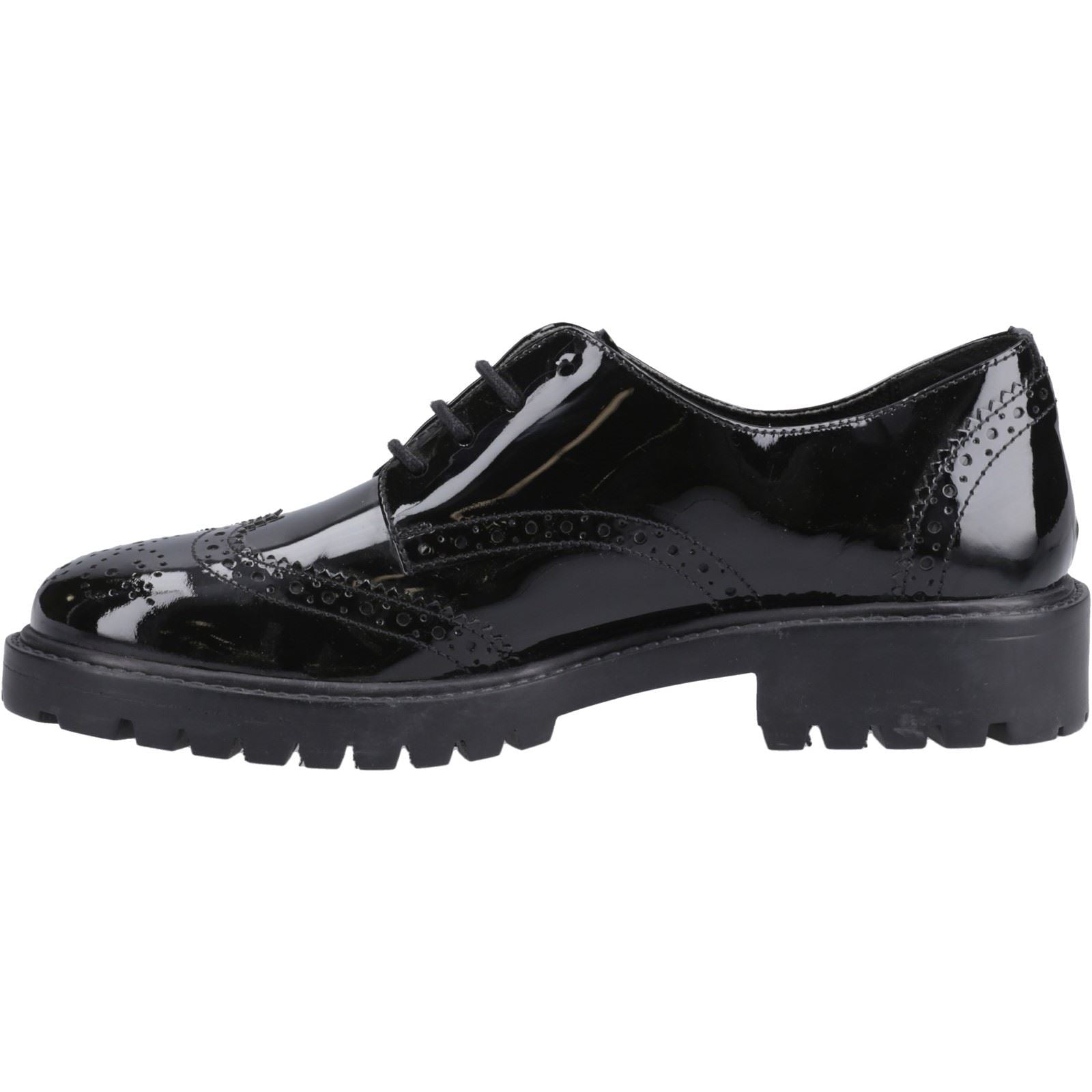 Hush Puppies Athena Patent Mädchen Brogues Aus Schwarzem Leder