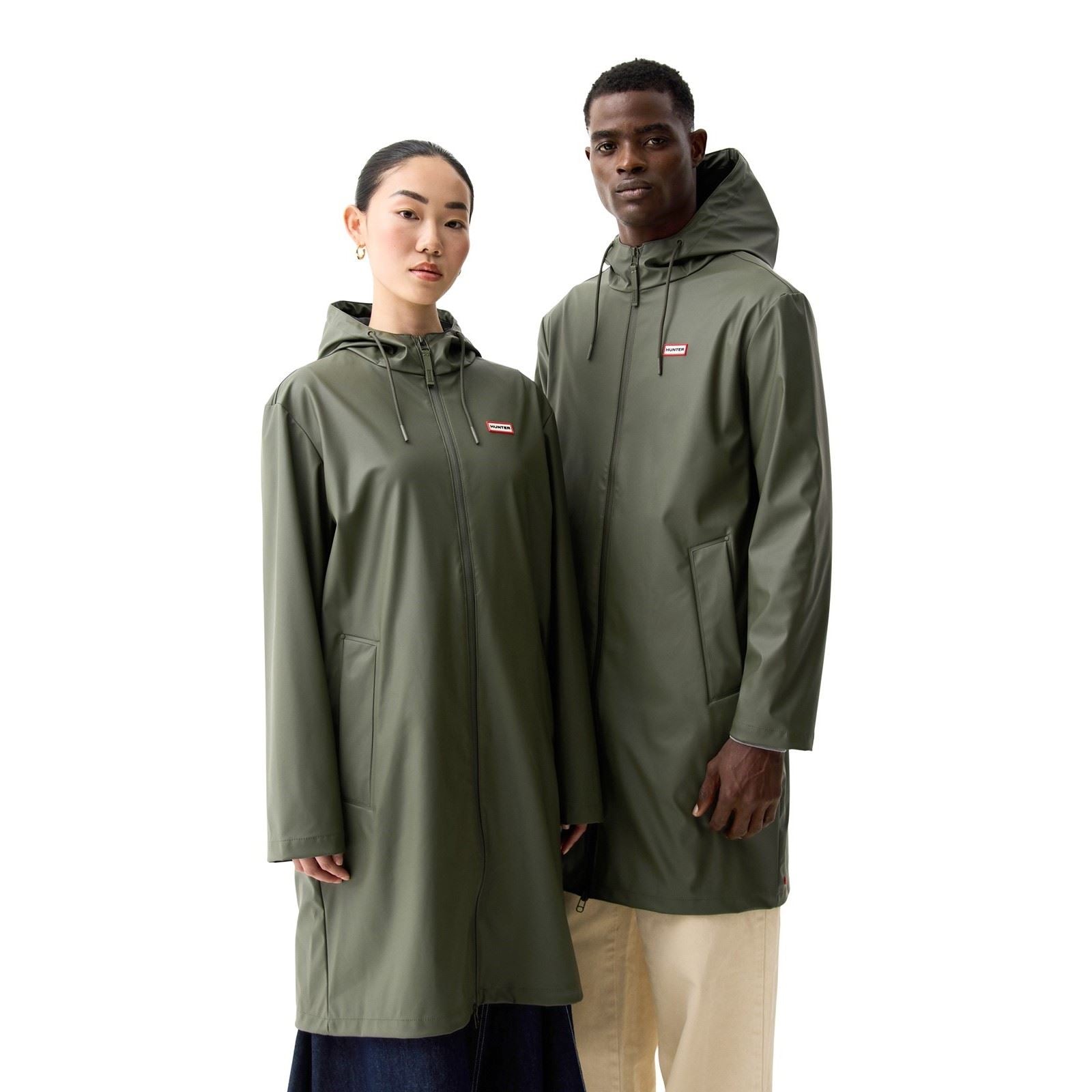 Hunter Andrea PU Rain Coat Unisex Erwachsene Grüner Regenmantel