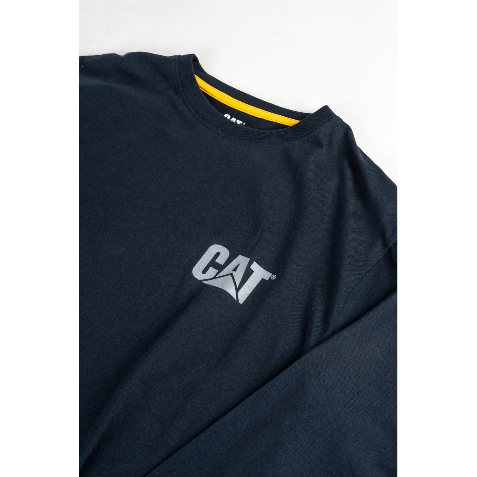 Caterpillar Trademark Banner Long Sleeve Baumwolle Herren Blau T-Shirt