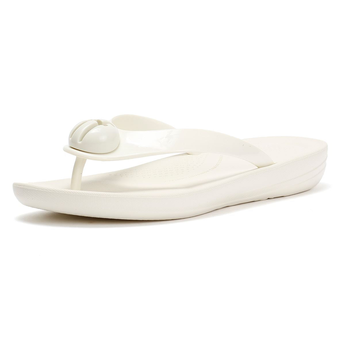 FitFlop Iqushion Glossy Button Damen Flip-Flops In Weiß
