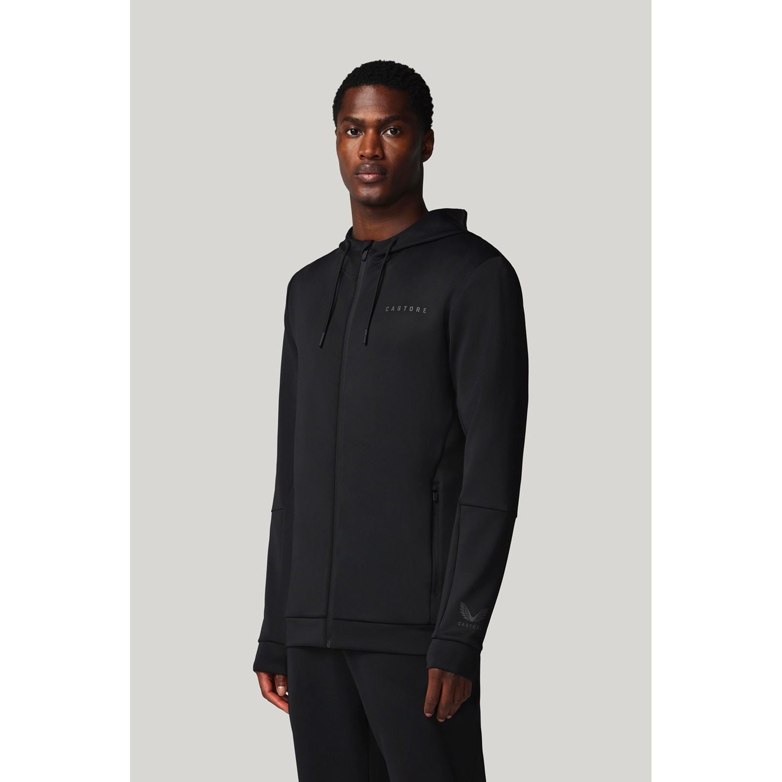 Castore Flex Full Zip Herren Schwarzes Kapuzensweatshirt