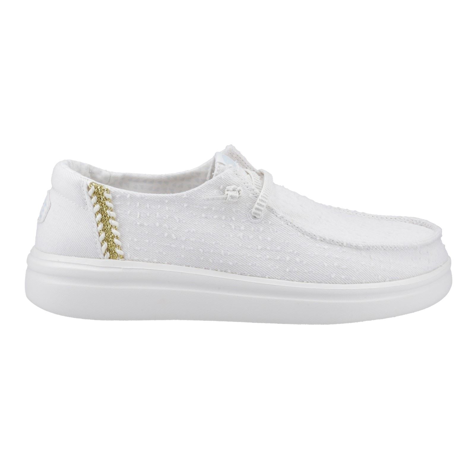 HEYDUDE Wendy Rise Perf Canvas Polyester Mischgewebe Damen Weiße Mokassin Schuhe