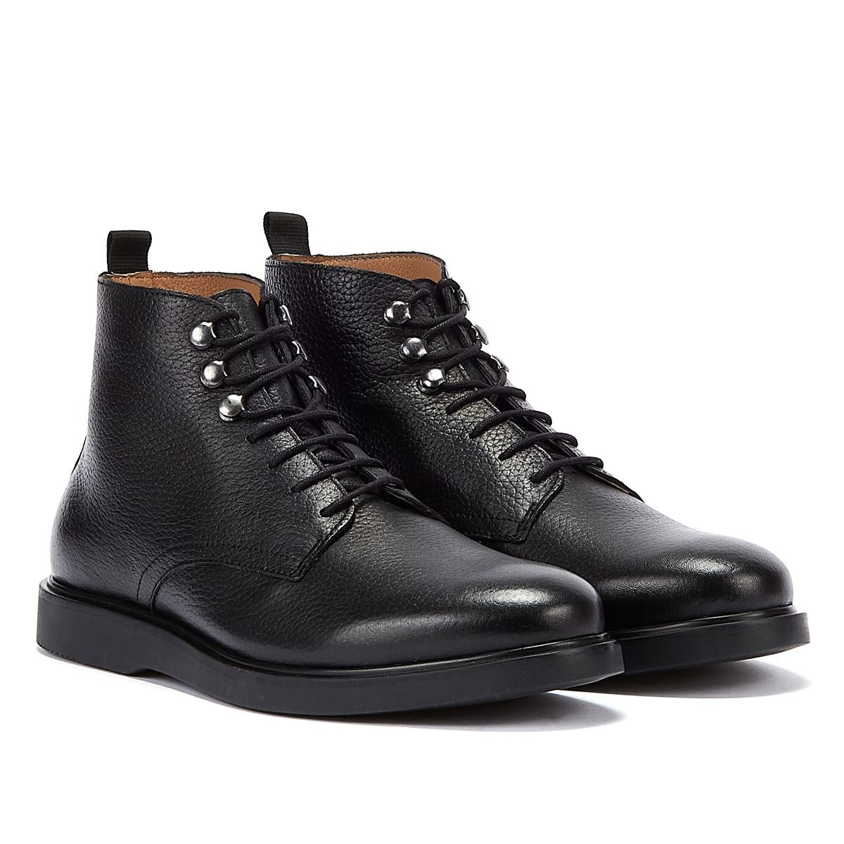 Hudson Kampf Spitze Leder Herrenstiefel In Schwarz