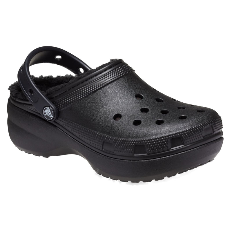 Crocs Classic Platform Lined Damen Clogs Aus Thermoplast In Schwarz