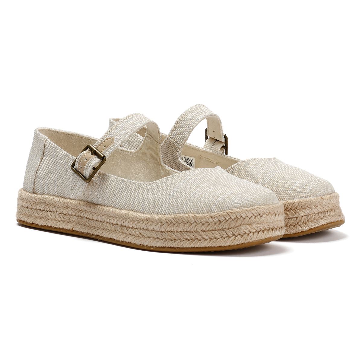 TOMS Carolina Mary Jane Textil Damen Weiße Espadrilles