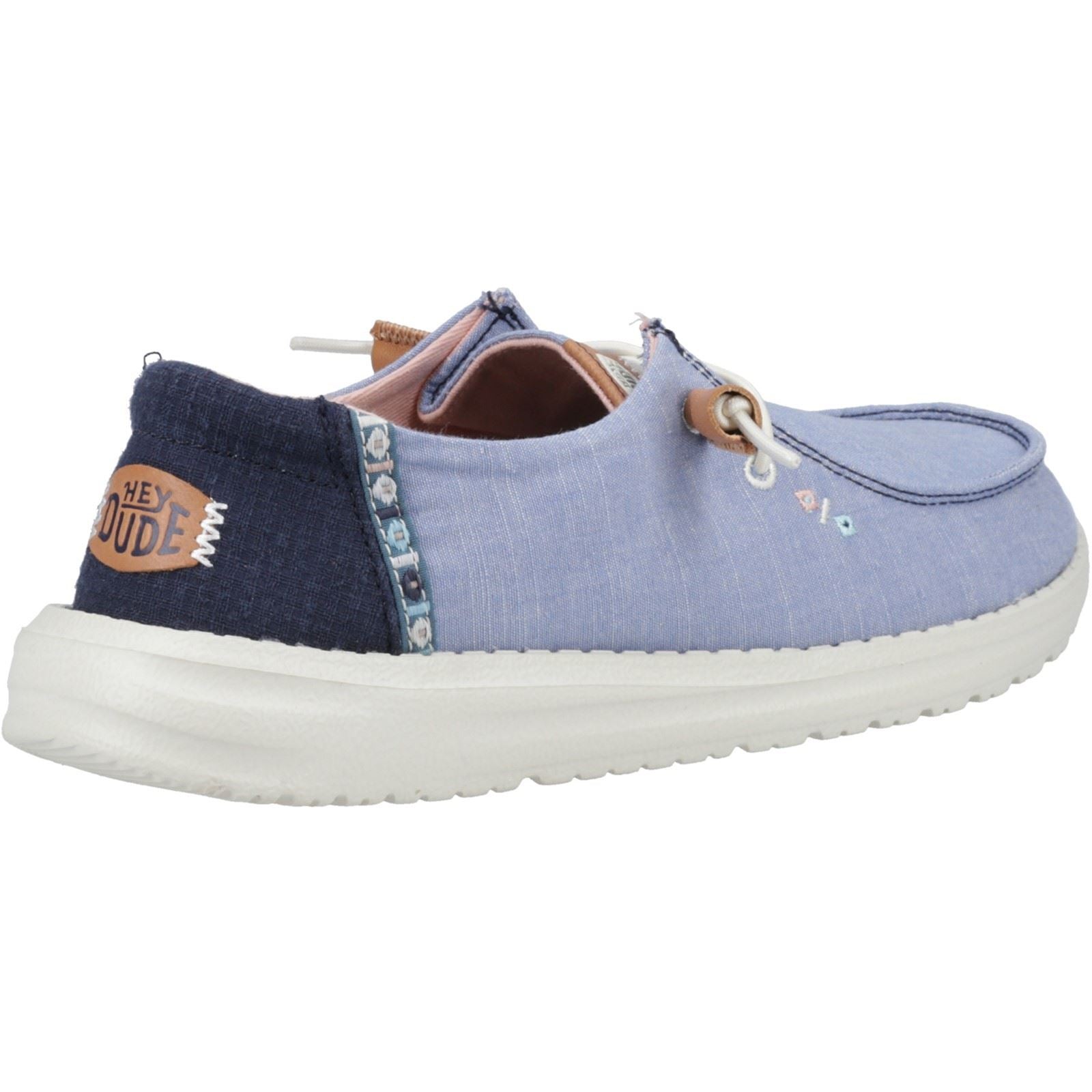 HEYDUDE Wendy Chambray Boho 100% Baumwolle Damenblaue Slipper