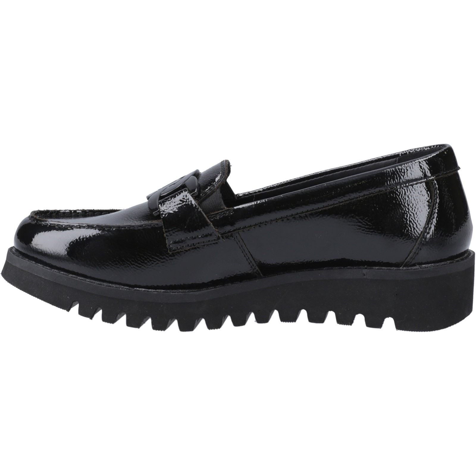 Hush Puppies Francis Loafer Patent Mädchenschwarze Slipper Aus Leder