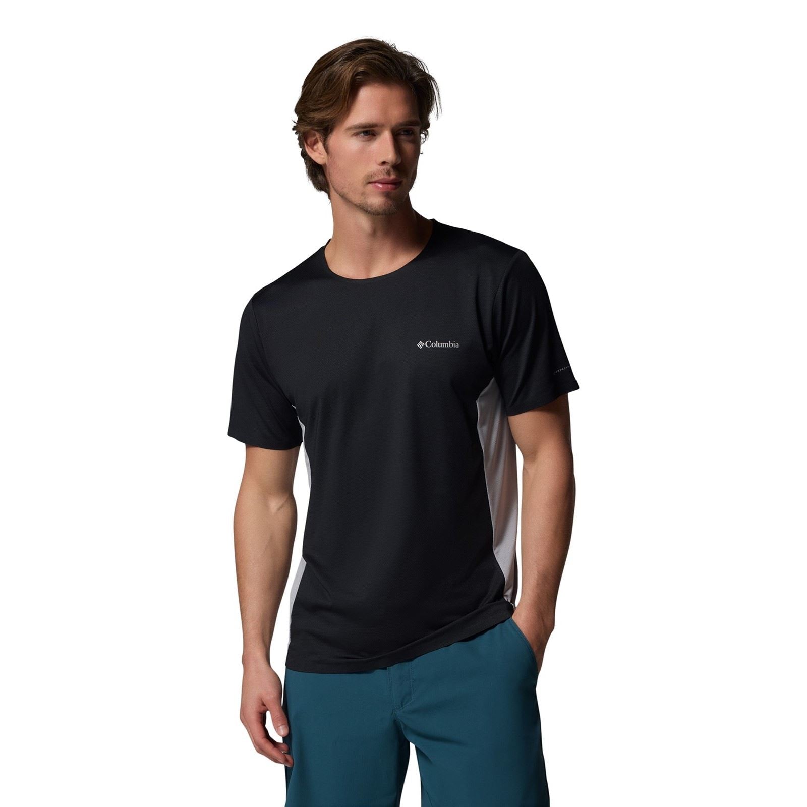 Columbia Three Pitch SS Crew Polyester Herren Schwarze Farbe Sport-T-Shirts