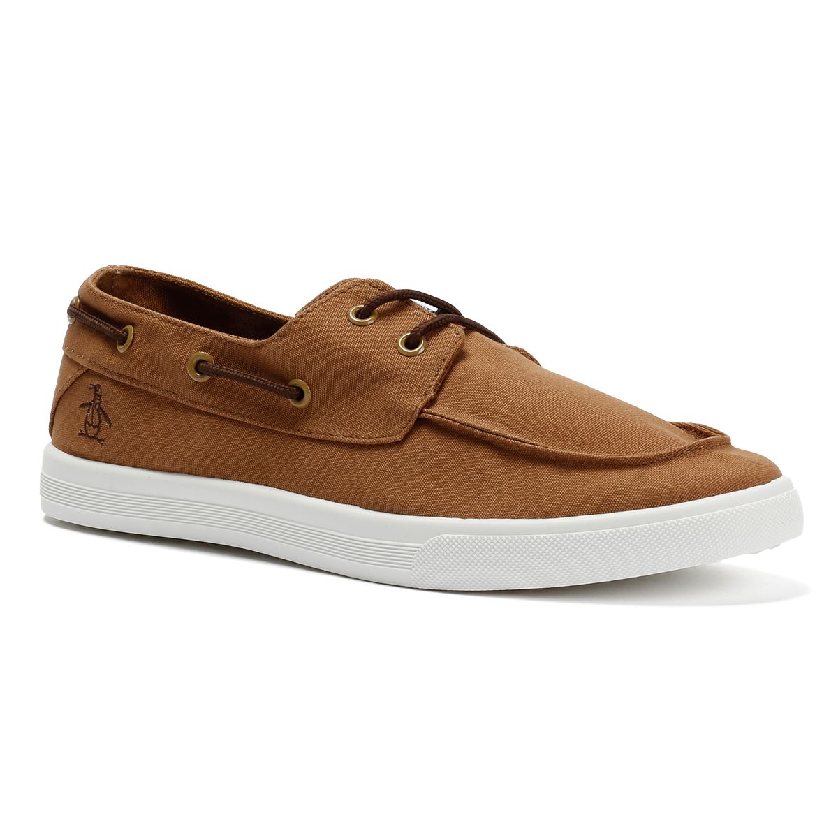 Penguin Sailor Canvas Herren Braune Schnürschuhe