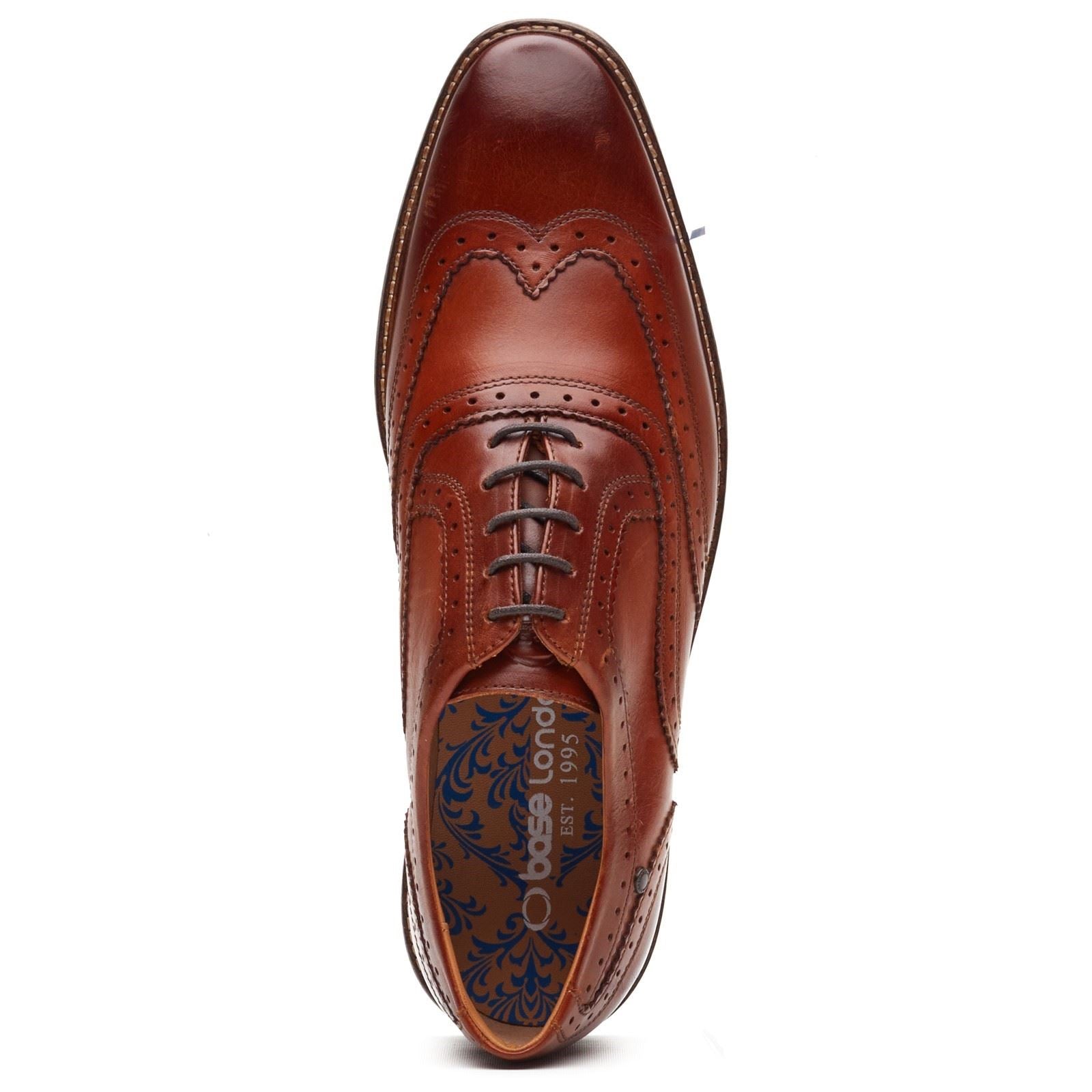 Base London Clarence Brogue Leder Herren Burnt Tan Brogues Schuhe