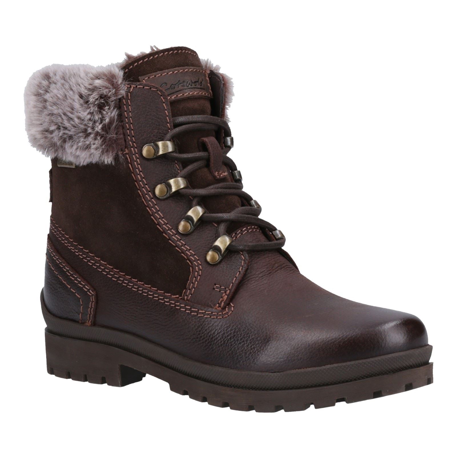 Cotswold Evenlode Damenstiefel aus braunem Leder für den Winter